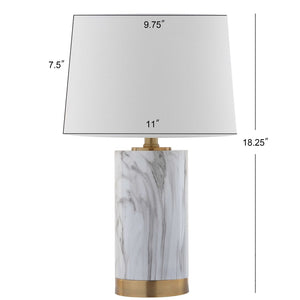 Safavieh CLARABEL Table Lamp - Chic White Marble & Gold Accents for Modern & Classic Home Decor Elegance TBL4043A