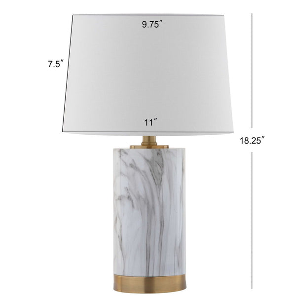 Safavieh CLARABEL Table Lamp - Chic White Marble & Gold Accents for Modern & Classic Home Decor Elegance TBL4043A