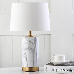 Safavieh CLARABEL Table Lamp - Chic White Marble & Gold Accents for Modern & Classic Home Decor Elegance TBL4043A