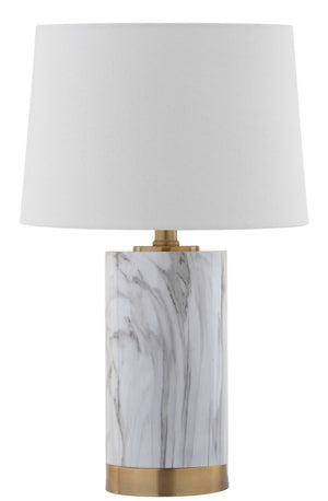 Safavieh CLARABEL Table Lamp - Chic White Marble & Gold Accents for Modern & Classic Home Decor Elegance TBL4043A