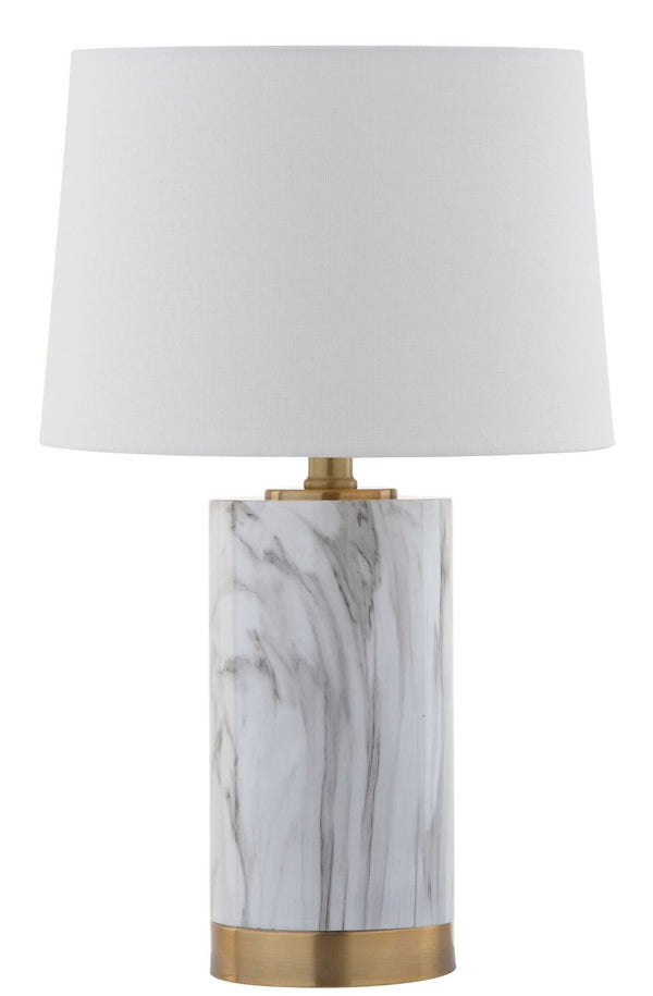 Safavieh CLARABEL Table Lamp - Chic White Marble & Gold Accents for Modern & Classic Home Decor Elegance TBL4043A