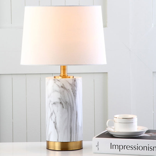 Safavieh CLARABEL Table Lamp - Chic White Marble & Gold Accents for Modern & Classic Home Decor Elegance TBL4043A