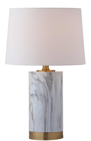 Safavieh CLARABEL Table Lamp - Chic White Marble & Gold Accents for Modern & Classic Home Decor Elegance TBL4043A