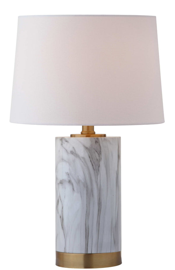 Safavieh CLARABEL Table Lamp - Chic White Marble & Gold Accents for Modern & Classic Home Decor Elegance TBL4043A