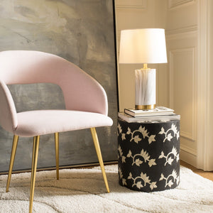 Safavieh CLARABEL Table Lamp - Chic White Marble & Gold Accents for Modern & Classic Home Decor Elegance TBL4043A