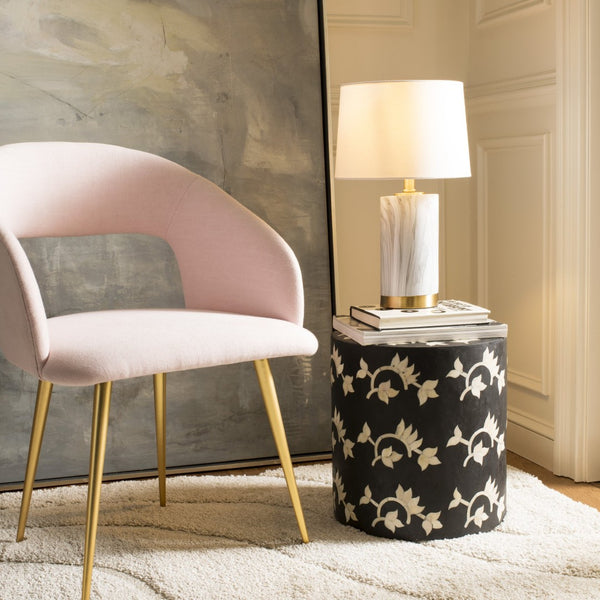 Safavieh CLARABEL Table Lamp - Chic White Marble & Gold Accents for Modern & Classic Home Decor Elegance TBL4043A