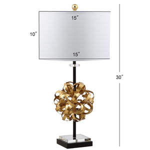 Safavieh LIONEL Table Lamp - Modern Black & Gold Leaf Design with White Linen Shade for Stylish Interiors TBL4050A-SET2