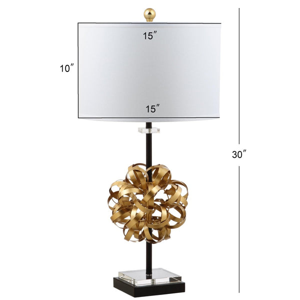 Safavieh LIONEL Table Lamp - Modern Black & Gold Leaf Design with White Linen Shade for Stylish Interiors TBL4050A-SET2