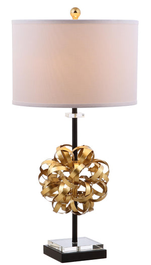 Safavieh LIONEL Table Lamp - Modern Black & Gold Leaf Design with White Linen Shade for Stylish Interiors TBL4050A-SET2