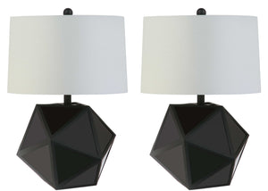 Safavieh BRYCIN, Stylish 23-Inch Black and Chrome Table Lamp Set of 2 for Modern Home Decor and Lighting TBL4059A-SET2
