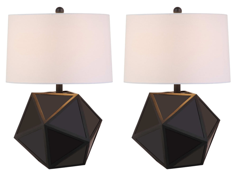 Safavieh BRYCIN, Stylish 23-Inch Black and Chrome Table Lamp Set of 2 for Modern Home Decor and Lighting TBL4059A-SET2