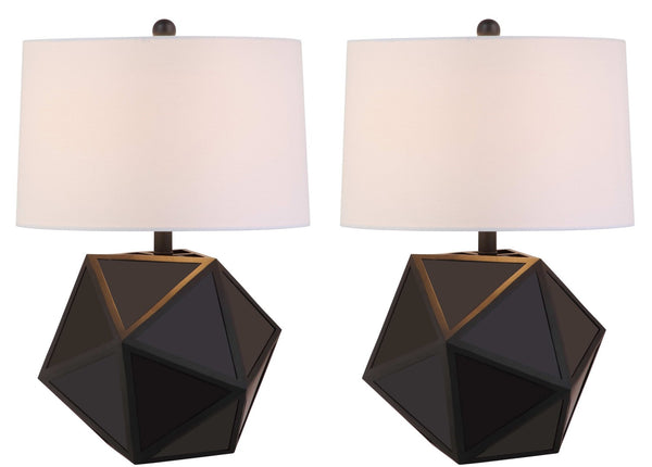 Safavieh BRYCIN, Stylish 23-Inch Black and Chrome Table Lamp Set of 2 for Modern Home Decor and Lighting TBL4059A-SET2