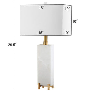 Safavieh SLOANE Alabaster Table Lamp - Elegant White Linen Shade & Gold Accents for Cozy Ambiance & Style TBL4065A