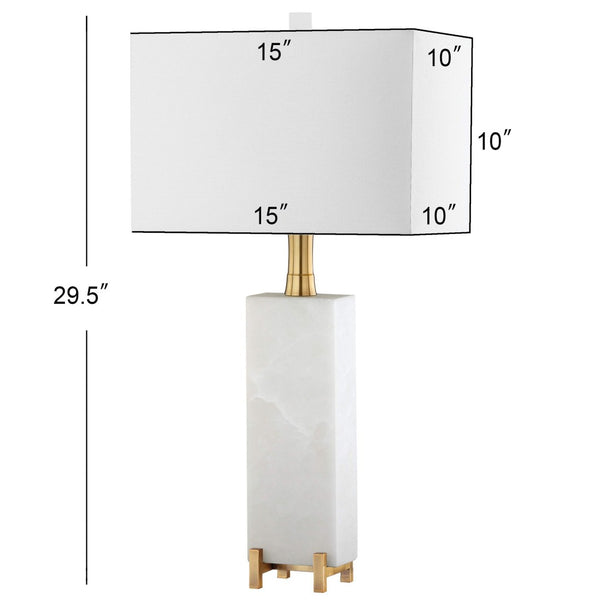 Safavieh SLOANE Alabaster Table Lamp - Elegant White Linen Shade & Gold Accents for Cozy Ambiance & Style TBL4065A