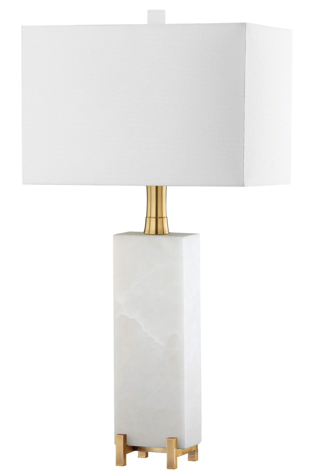 Safavieh SLOANE Alabaster Table Lamp - Elegant White Linen Shade & Gold Accents for Cozy Ambiance & Style TBL4065A