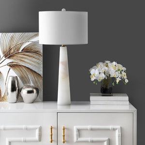 Safavieh DELILAH, 30-Inch White Alabaster Table Lamp – Elegant Ambient Lighting for Modern Home Decor TBL4067A