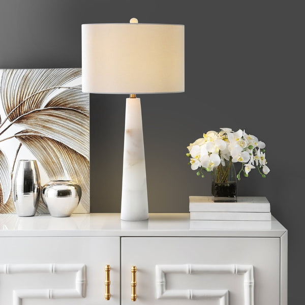 Safavieh DELILAH, 30-Inch White Alabaster Table Lamp – Elegant Ambient Lighting for Modern Home Decor TBL4067A