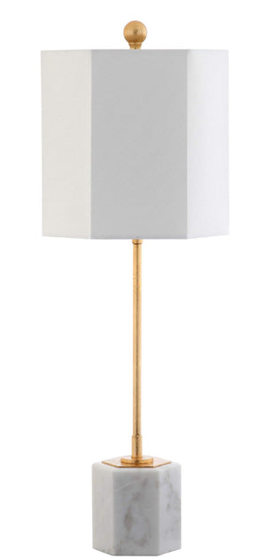 Safavieh MAGDALENE Marble Table Lamp - Elegant White Marble & Antique Gold for Luxe Home Décor & Lighting TBL4069A-SET2