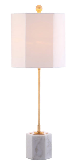Safavieh MAGDALENE Marble Table Lamp - Elegant White Marble & Antique Gold for Luxe Home Décor & Lighting TBL4069A-SET2