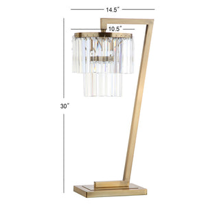 Safavieh CALLUM Table Lamp - Gold Metal & Crystal Accents with White Linen Shade for Elegant Illumination TBL4073A