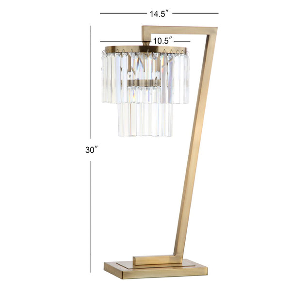 Safavieh CALLUM Table Lamp - Gold Metal & Crystal Accents with White Linen Shade for Elegant Illumination TBL4073A