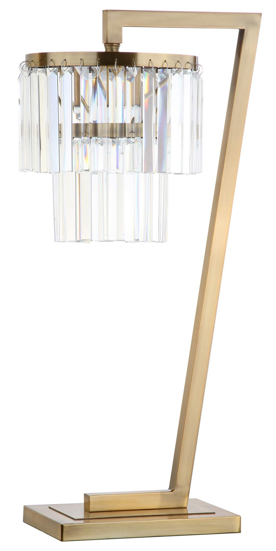 Safavieh CALLUM Table Lamp - Gold Metal & Crystal Accents with White Linen Shade for Elegant Illumination TBL4073A
