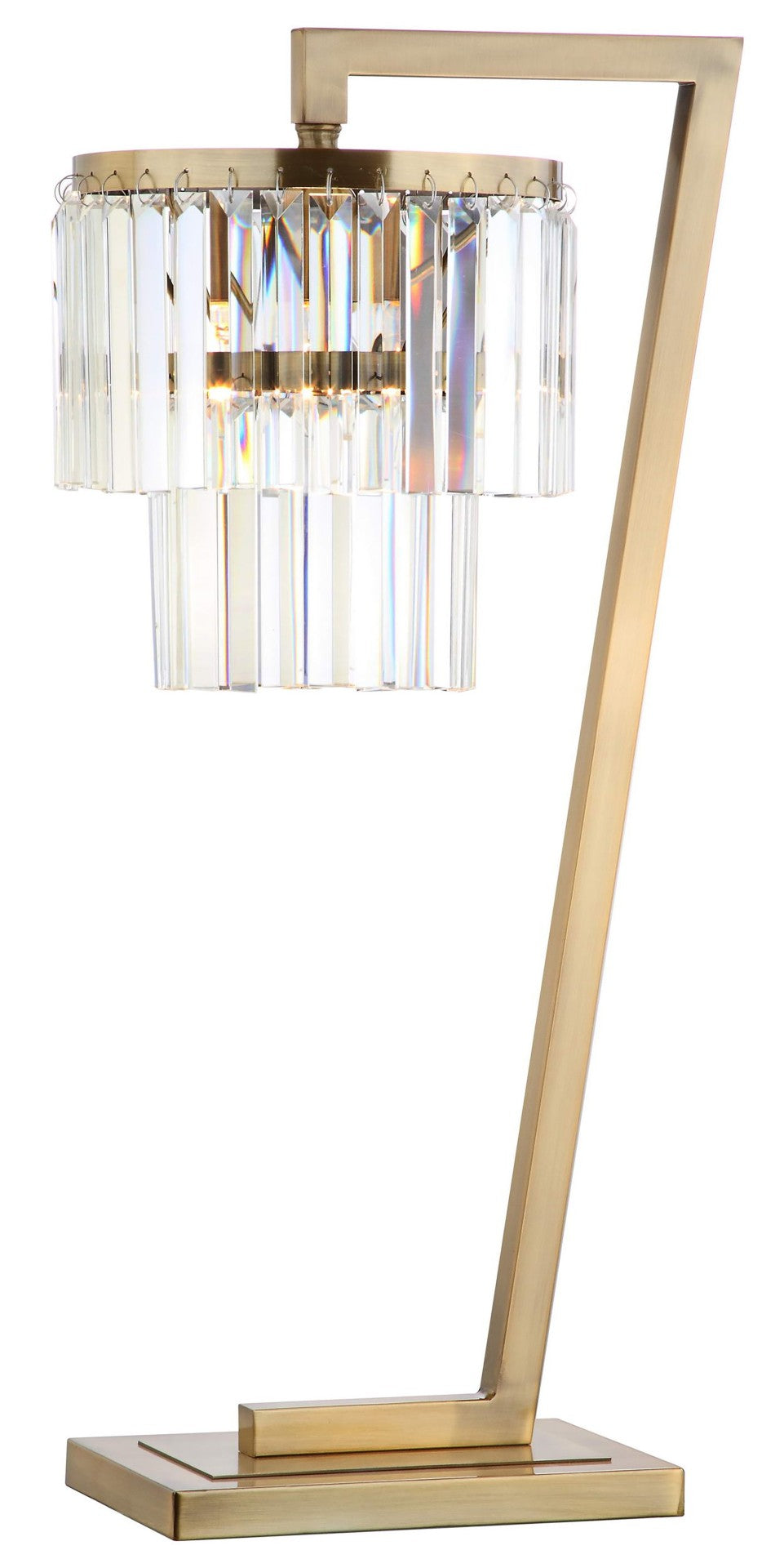 Safavieh CALLUM Table Lamp - Gold Metal & Crystal Accents with White Linen Shade for Elegant Illumination TBL4073A