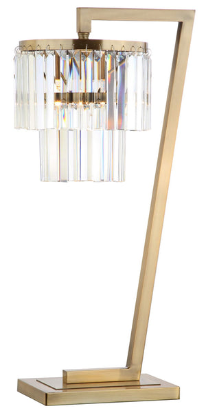 Safavieh CALLUM Table Lamp - Gold Metal & Crystal Accents with White Linen Shade for Elegant Illumination TBL4073A