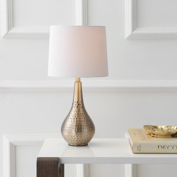 Safavieh MEDFORD Table Lamp in Plated Gold - Elegant Lighting with Textured Base for Modern & Traditional Homes TBL4082A