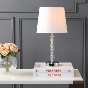 Safavieh BELOMY Table Lamp - Modern Chrome Finish with Clear Elements for Elegant Ambient Illumination TBL4084A