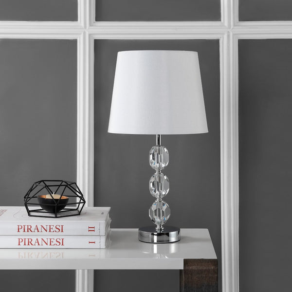Safavieh BROCKTON Table Lamp - Clear Glass Base with Chrome Accents for Modern Elegance & Warm Ambiance TBL4085A