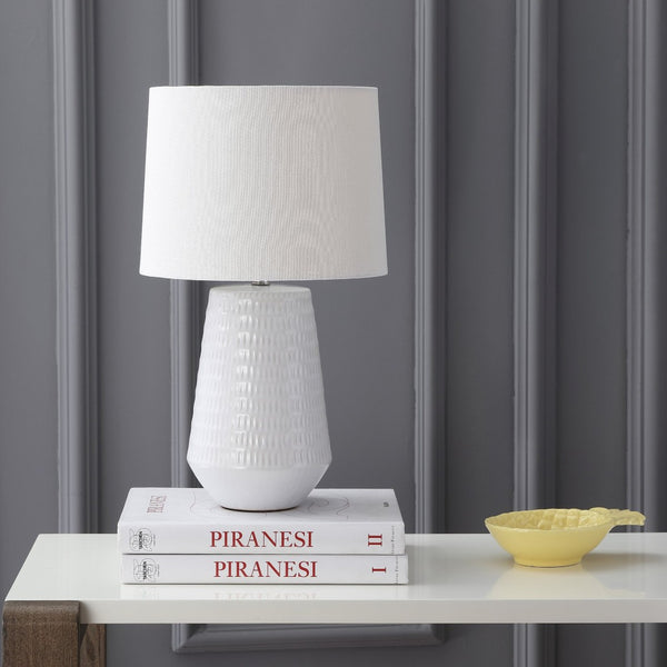 Safavieh STARK, 18-Inch White Ceramic Table Lamp for Modern Elegance, Soft Ambient Lighting & Versatile Style TBL4087A