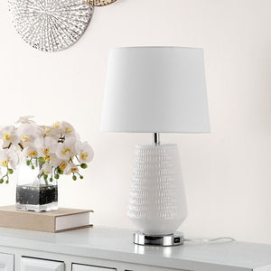 Safavieh STARK, 18-Inch White Ceramic Table Lamp for Modern Elegance, Soft Ambient Lighting & Versatile Style TBL4087A