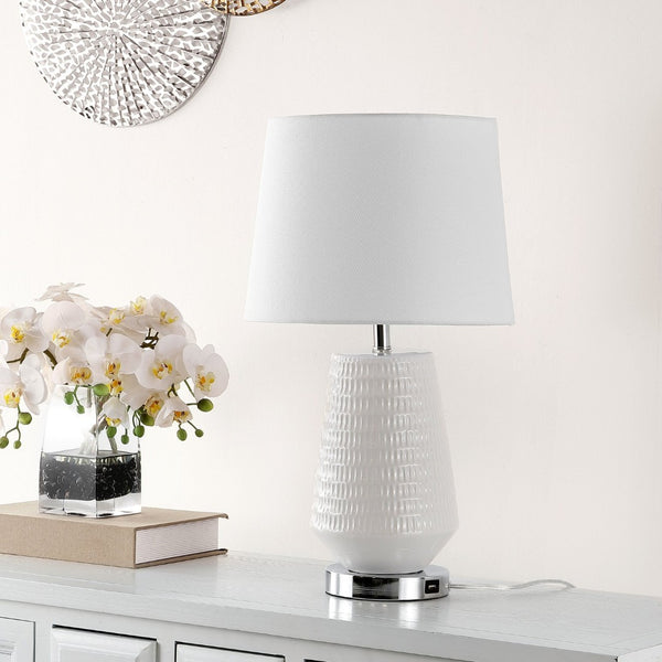 Safavieh STARK, 18-Inch White Ceramic Table Lamp for Modern Elegance, Soft Ambient Lighting & Versatile Style TBL4087A