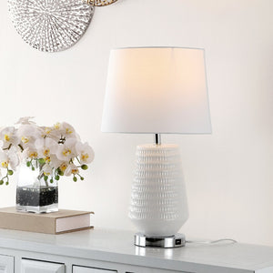 Safavieh STARK, 18-Inch White Ceramic Table Lamp for Modern Elegance, Soft Ambient Lighting & Versatile Style TBL4087A