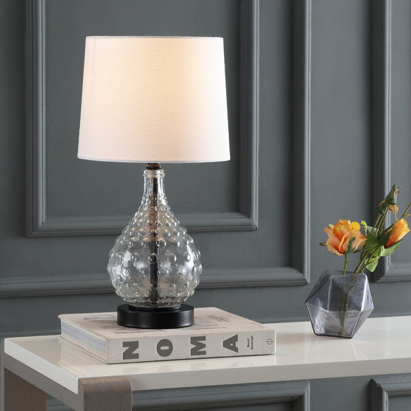 Safavieh TARGARI, Modern 19-Inch Black Glass & Iron Table Lamp for Stylish Ambient Illumination Anywhere TBL4091A