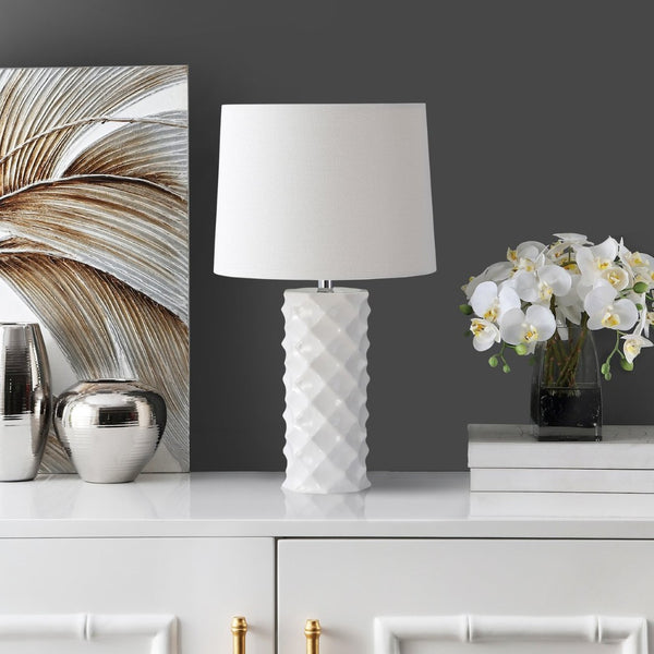 Safavieh BELFORD Table Lamp - Modern White Minimalist Design for Elegant Ambient Lighting in Any Space TBL4093A