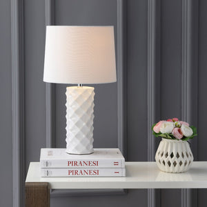 Safavieh BELFORD Table Lamp - Modern White Minimalist Design for Elegant Ambient Lighting in Any Space TBL4093A