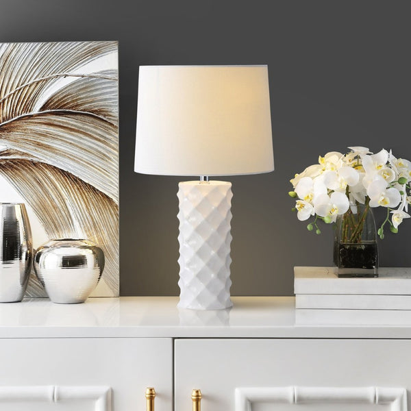 Safavieh BELFORD Table Lamp - Modern White Minimalist Design for Elegant Ambient Lighting in Any Space TBL4093A