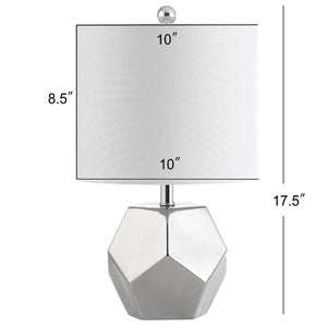 Safavieh HANTON, 17.5 Inch Silver Ceramic Table Lamp - Elegant Geometric Design for Modern Home Decor TBL4094A