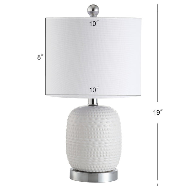 Safavieh TUCANA Table Lamp - Elegant White Finish, Textured Base & Cozy Fabric Shade for Any Space TBL4099A