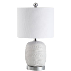 Safavieh TUCANA Table Lamp - Elegant White Finish, Textured Base & Cozy Fabric Shade for Any Space TBL4099A