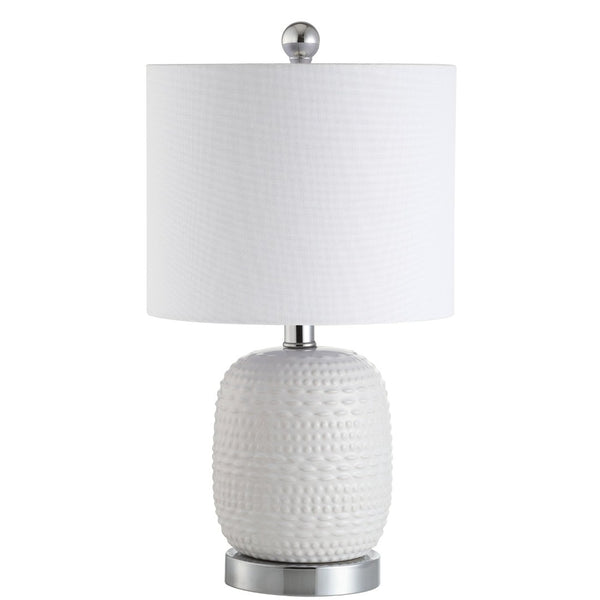 Safavieh TUCANA Table Lamp - Elegant White Finish, Textured Base & Cozy Fabric Shade for Any Space TBL4099A