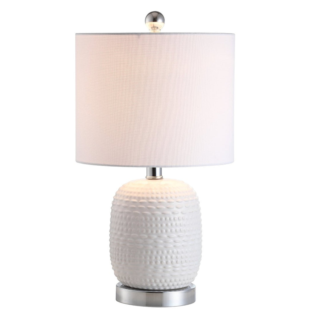 Safavieh TUCANA Table Lamp - Elegant White Finish, Textured Base & Cozy Fabric Shade for Any Space TBL4099A