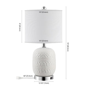 Safavieh TUCANA Table Lamp - Elegant White Finish, Textured Base & Cozy Fabric Shade for Any Space TBL4099A