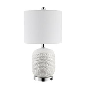 Safavieh TUCANA Table Lamp - Elegant White Finish, Textured Base & Cozy Fabric Shade for Any Space TBL4099A