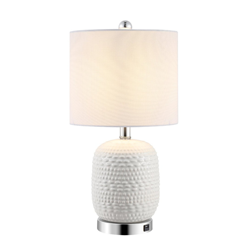 Safavieh TUCANA Table Lamp - Elegant White Finish, Textured Base & Cozy Fabric Shade for Any Space TBL4099A