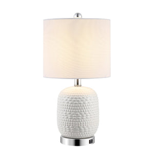 Safavieh TUCANA Table Lamp - Elegant White Finish, Textured Base & Cozy Fabric Shade for Any Space TBL4099A
