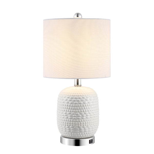 Safavieh TUCANA Table Lamp - Elegant White Finish, Textured Base & Cozy Fabric Shade for Any Space TBL4099A