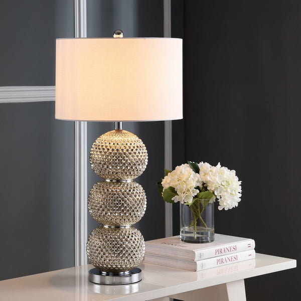 Safavieh DARCIA, 31-Inch Silver Glass Table Lamp - Modern Elegance for Living Rooms, Bedrooms & Offices TBL4109A